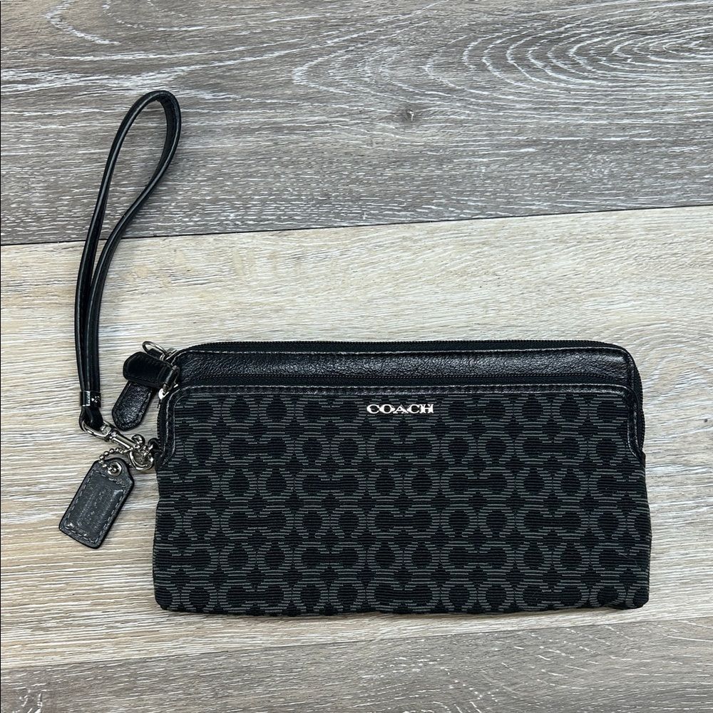Coach Black and Gray Wristlet Clutch